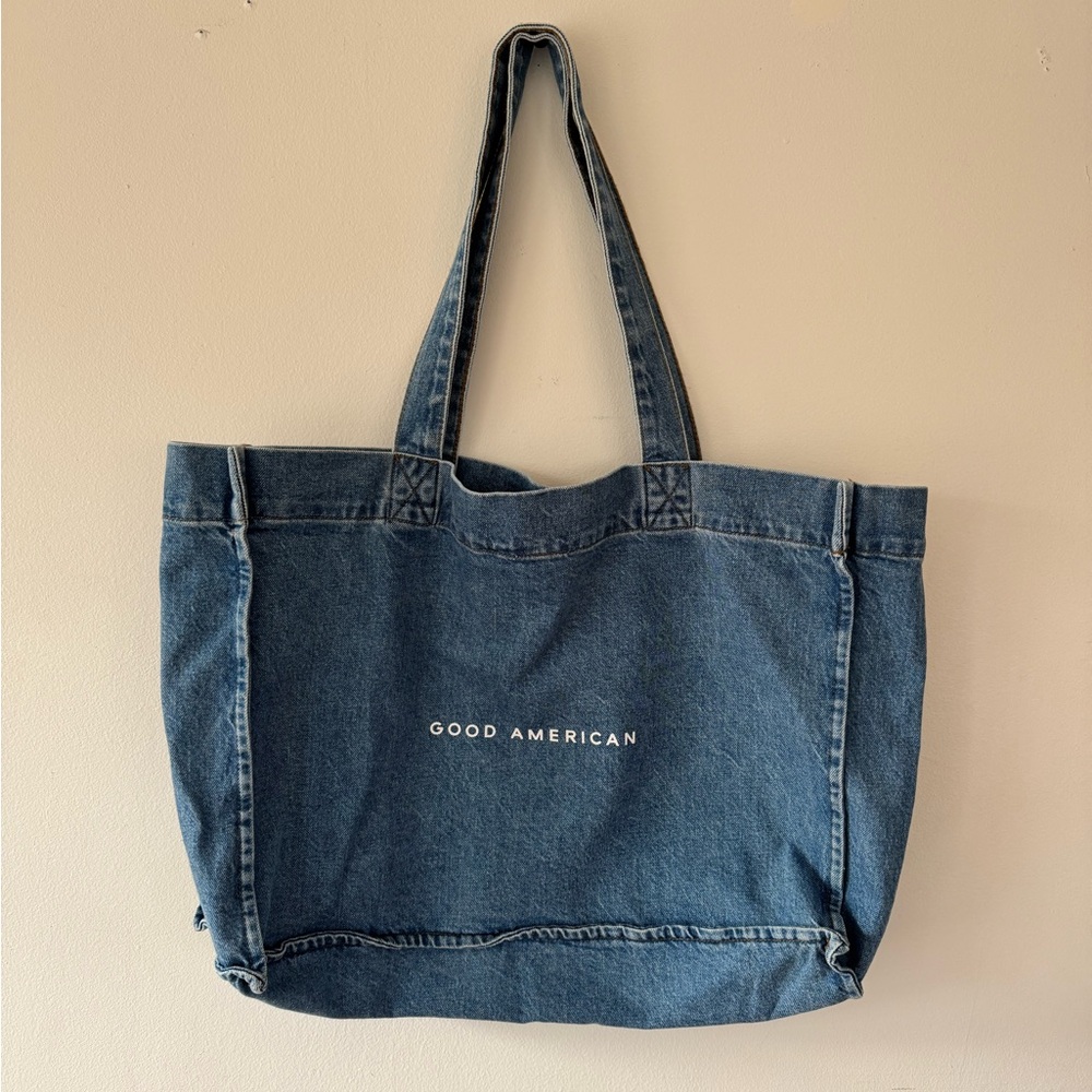 Good American Blue Denim Tote